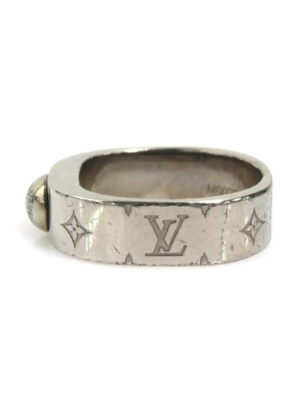 Auth Louis Vuitton Nanogram Ring Silver #302611L17B